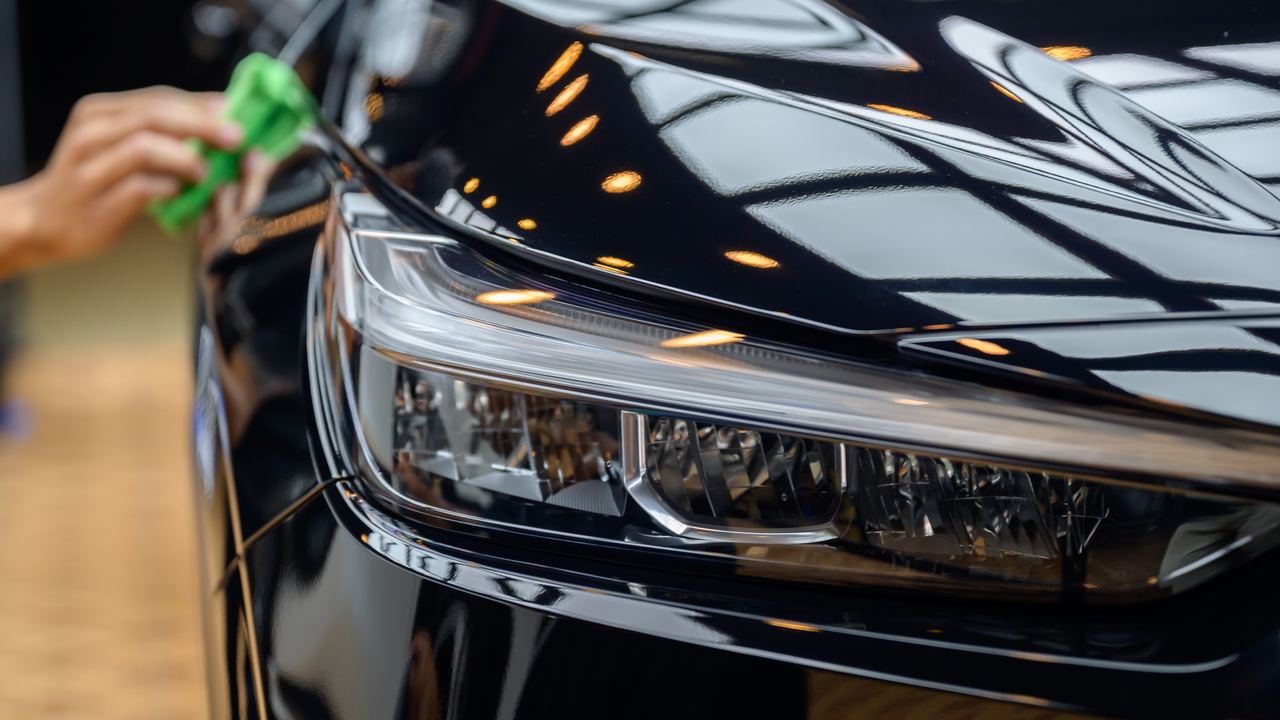 Professionally detailed vehicle with a deep glossy finish